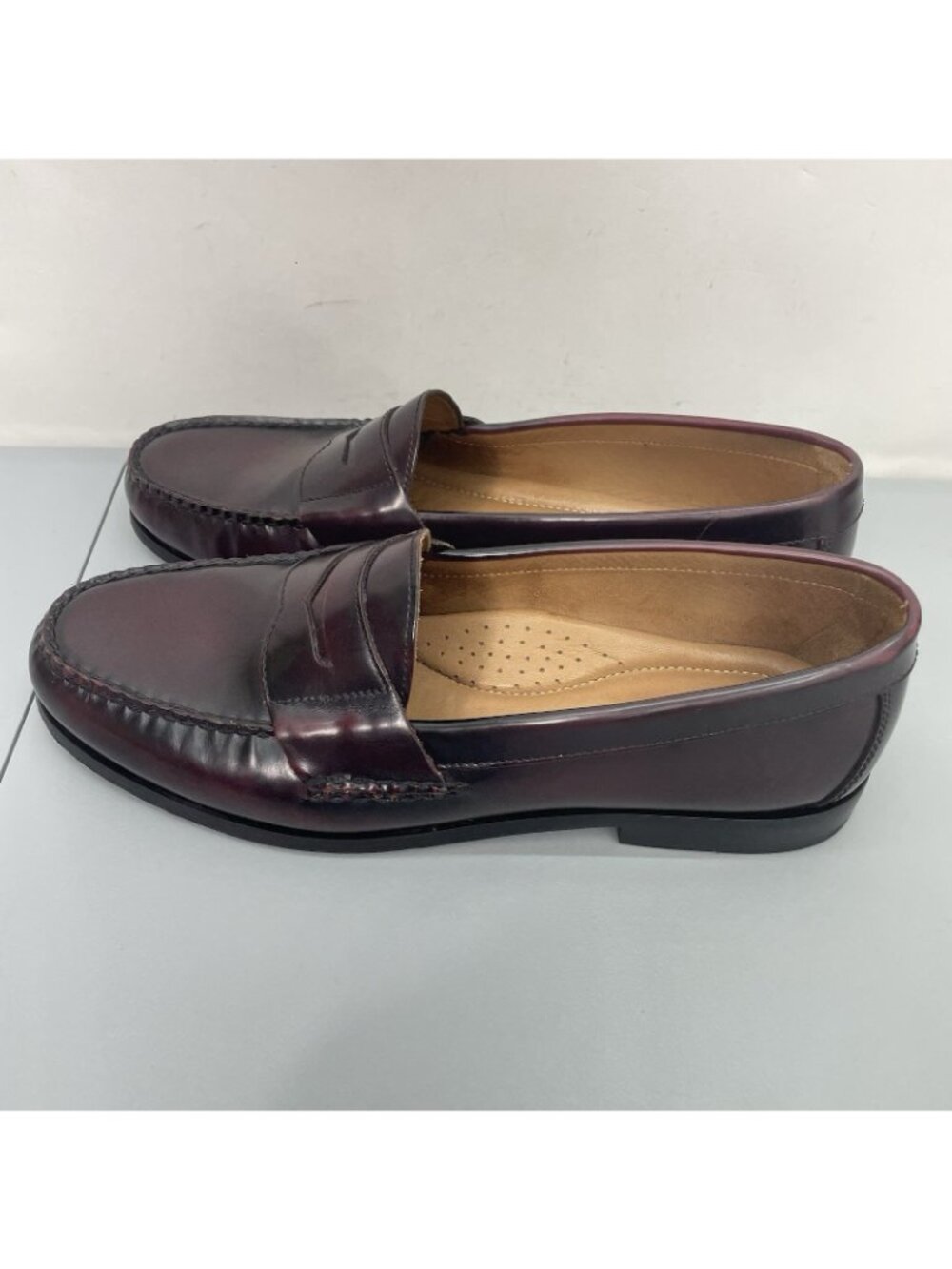 Johnston & Murphy Hayes Penny Loafers Shoes Comfort Leather Burgundy Mens 12 - Picture 7 of 14